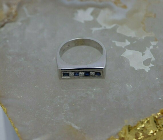 14K Super White Gold Sapphire and Diamond Ring Hi… - image 3