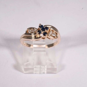 14K Yellow Gold Sapphire and Diamond Ring 1/3ct. tw., size 6