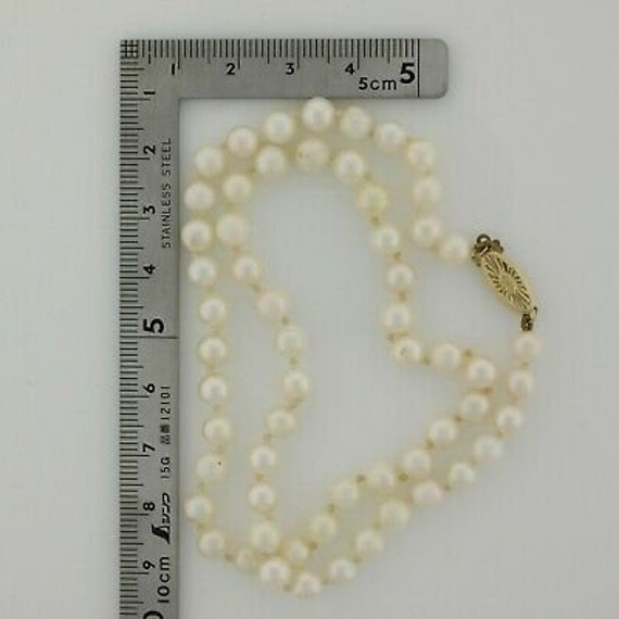 14K Yellow Gold White Pearl Necklace 6mm Round Pe… - image 5