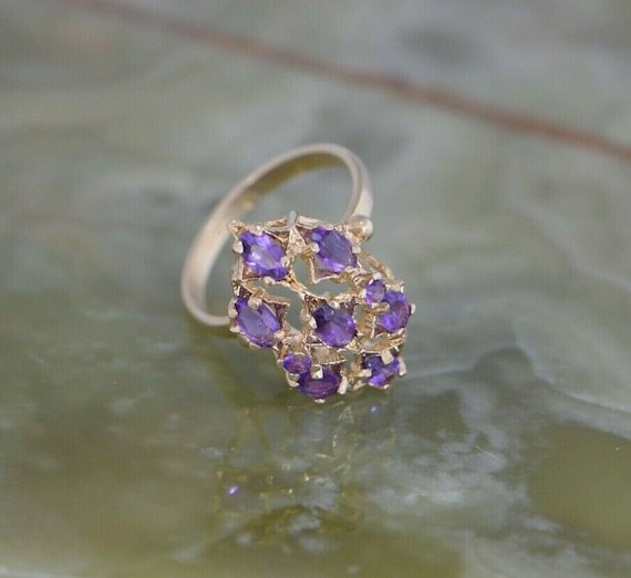 10K YG Amethyst Ring, Brutalist Style, Circa 1960… - image 1