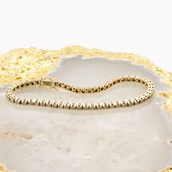 14K Yellow Gold 3ct + Diamond Tennis Bracelet Cir… - image 2