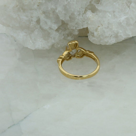 10K Yellow Gold Claddagh Ring with Clear White St… - image 7