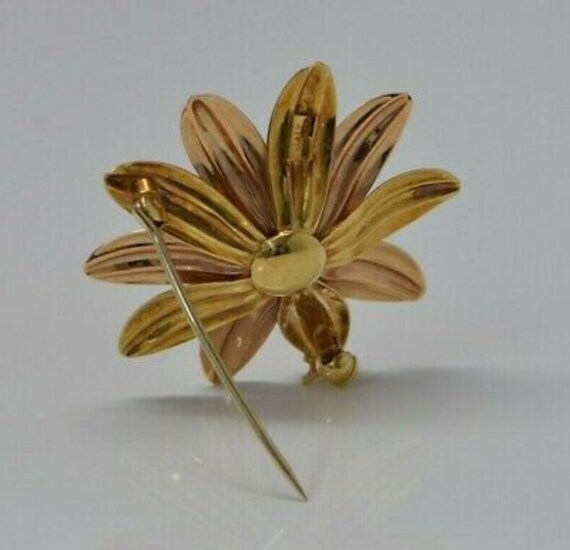 18K Rose and Yellow Gold Italian Flower Pin Circa… - image 8