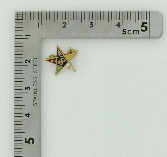 10K Yellow Gold Eastern Star Enameled Pin - image 4