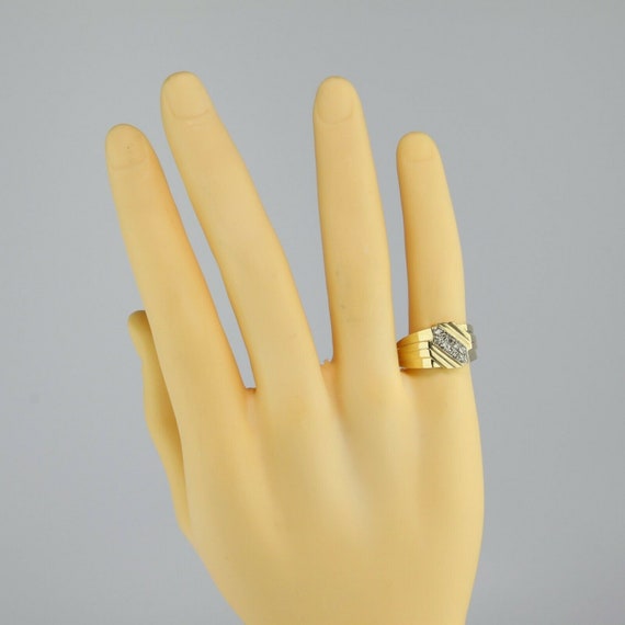 Men's Vintage 10K Yellow Gold Diamond Ring, 1/3 c… - image 6