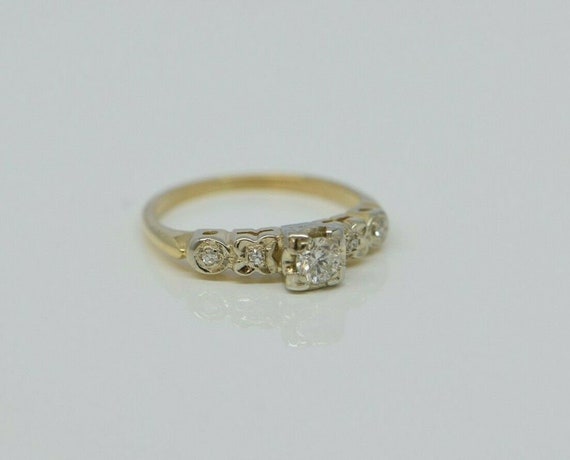 14K Yellow Gold Diamond Engagement Ring .20ct Cen… - image 3