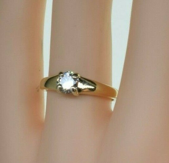 14K Yellow Gold Diamond Solitaire Ring Size 6.5 - image 5