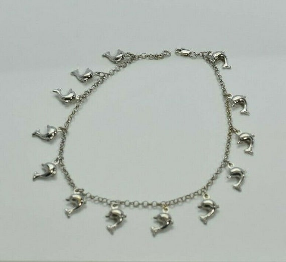 14K White Gold Dolphin Anklet Circa 1990 - image 1