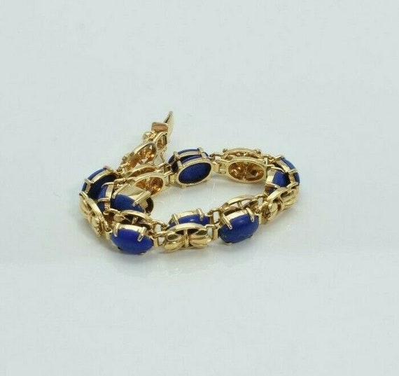 14K YG Attractive Lapis Lazuli Bracelet with 10 S… - image 3
