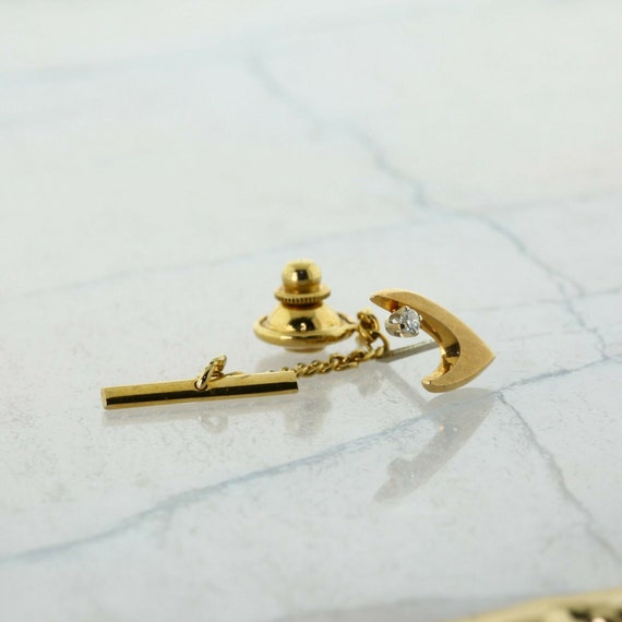 14K Yellow Gold 2.5 mm Diamond Set Tie Tack in or… - image 2