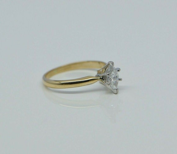 14K YG 1/2ct + Diamond Marquise Solitaire Ring Si… - image 3