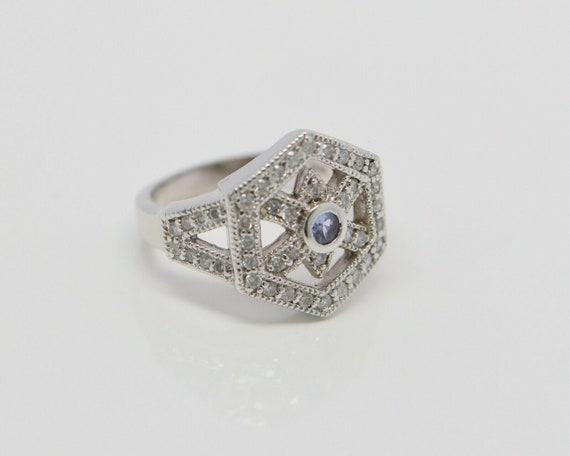 14K WG Tanzanite and Diamond Ring Circa 1990 Size… - image 7