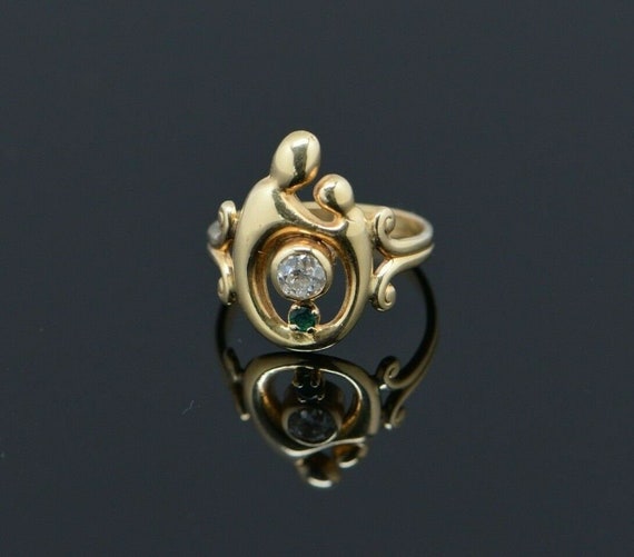 14K YG Mother and Child Ring Diamond Set with Sma… - image 2