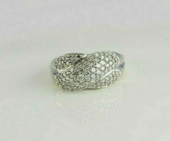 14K White Gold 1.5 ct est. Diamond Pave Crossover… - image 1