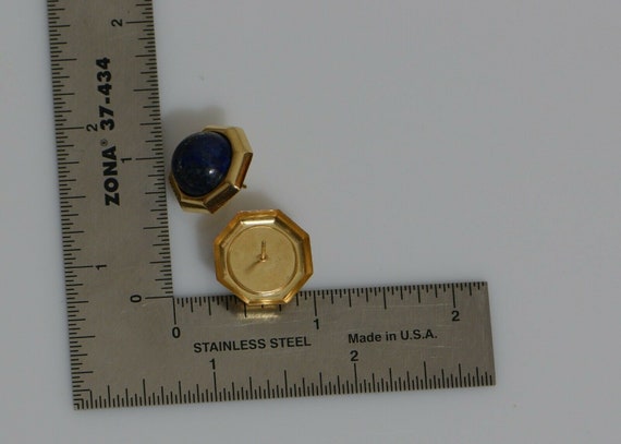 14K Yellow Gold Earrings with Lapis Lazuli Stones - image 4