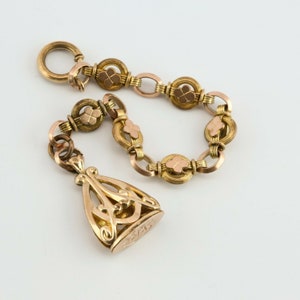 Antique Rose Gold Filled Watch Fob length 7 inches Circa 1900