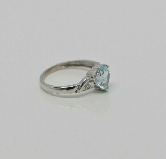 10K WG Blue Possibly Aquamarine Heart Ring, Diamo… - image 6