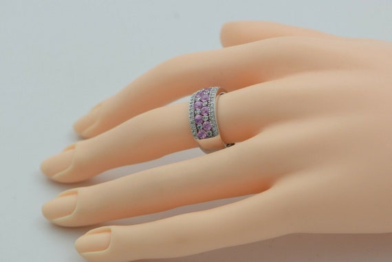 Diamond and Pink Sapphire Ring 2 ct tw 14K WG Siz… - image 2