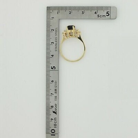 14K Yellow Gold 2 Ct TW Blue Sapphire and Diamond Ring Size