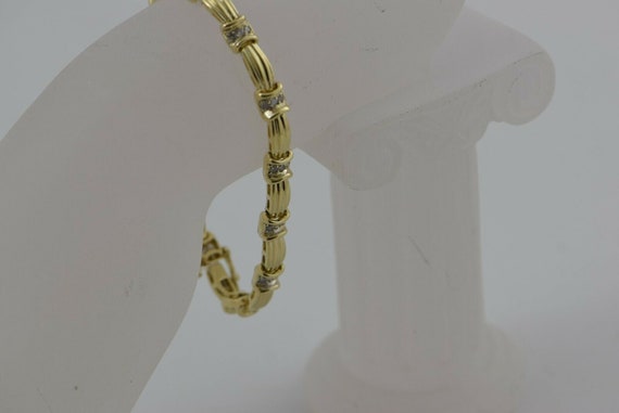 14K Yellow Gold Diamond Bar Bracelet Circa 1980 - image 5
