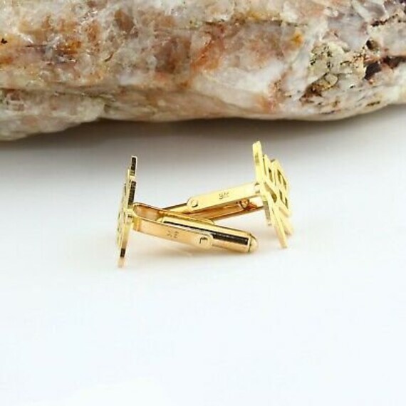 9K Yellow Gold Chinese Character Cufflinks Circa … - image 4