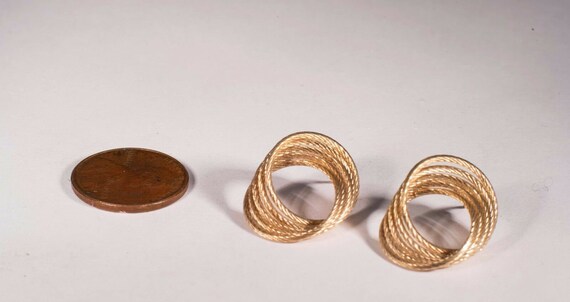 14K Yellow Gold Multi Circular Swirl Post Earrings - image 3