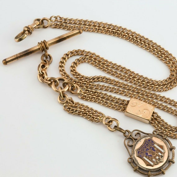 Antique Yellow Gold Filled Watch Fob with Elks En… - image 3