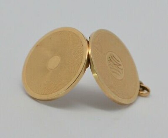 14K Yellow Gold (Tested) Round Double Locket w/ 2… - image 5