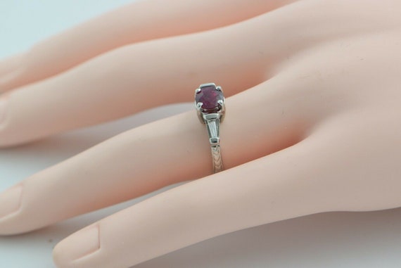 Platinum Ruby and Diamond Ring Deco Style Size 6 - image 2