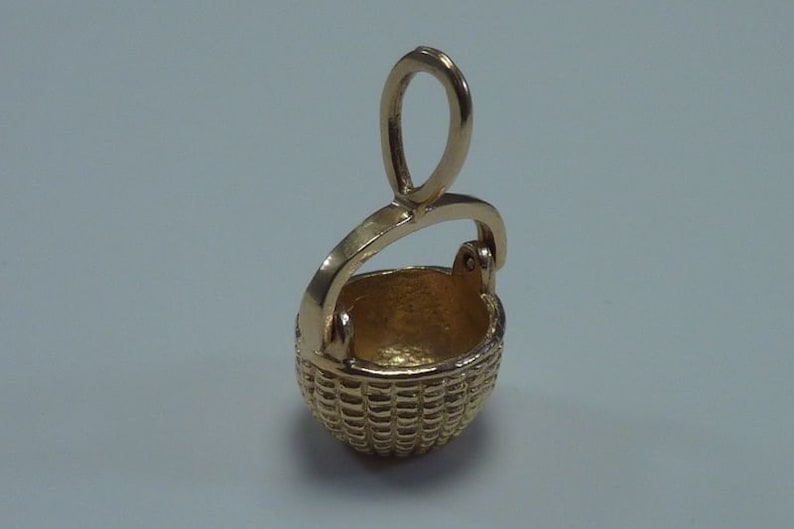 14K Yellow Gold Basket Pendant image 1