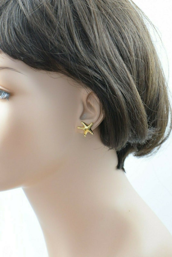 18K Yellow Gold Tiffany Starfish Earrings Elsa Pe… - image 4