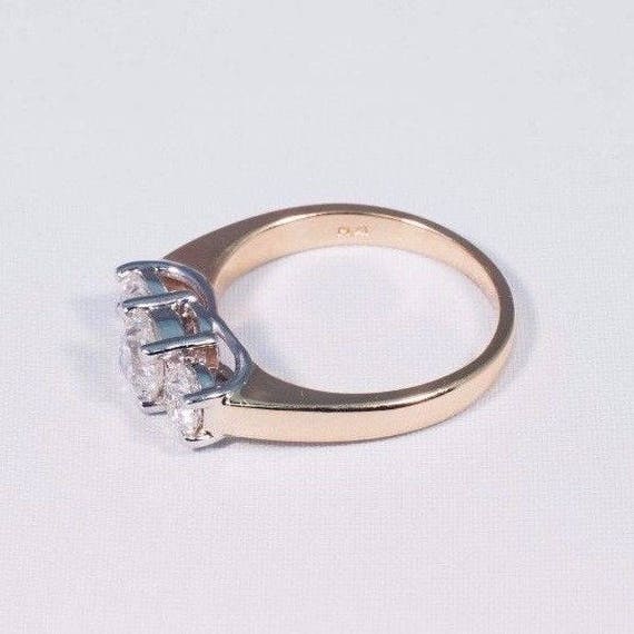 14K Yellow Gold 3 Stone Diamond Engagement Ring w… - image 2
