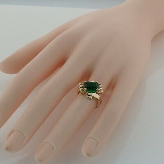 10K Yellow Gold Green Spinel Ring Modernist Bypas… - image 5