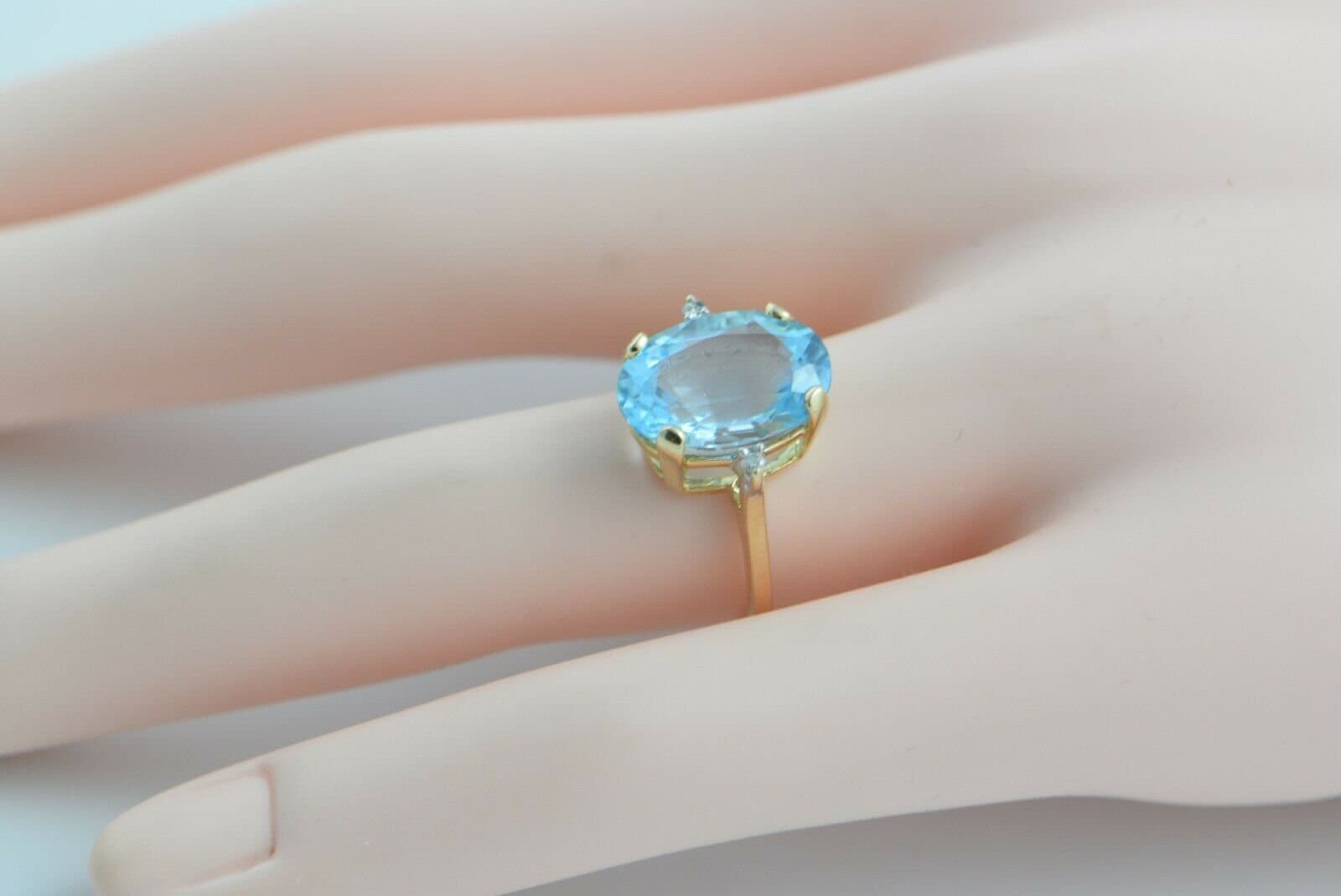 14k Yellow Gold Ring With Natural Blue Topaz & Diamonds - December Birthstone Ring, Size 7 - View #12