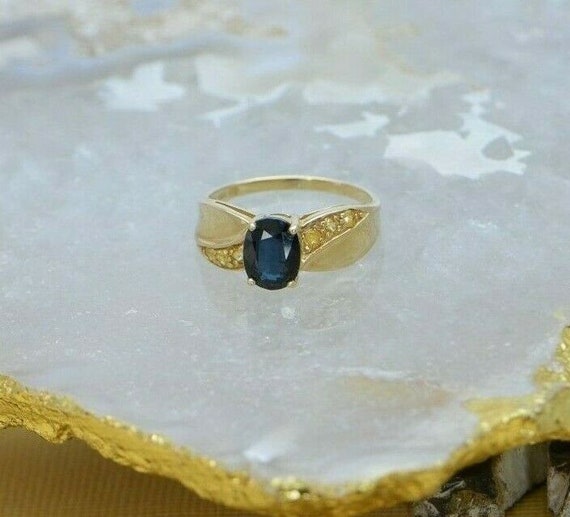 14K Yellow Gold Sapphire Ring, Yellow Sapphire si… - image 1