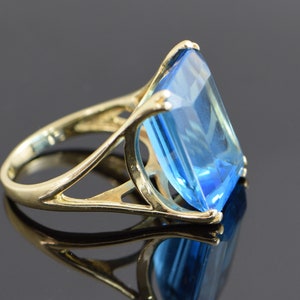 10K Yellow Gold London Blue Topaz Ring, Size 6.75