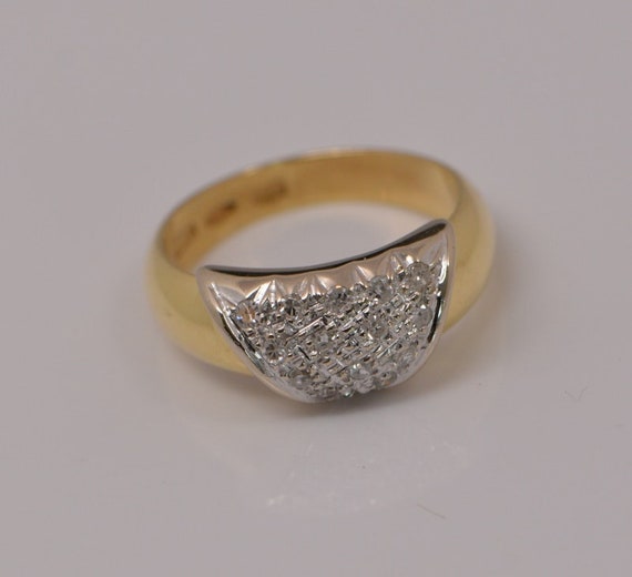 18K Yellow & White Gold Diamond Pave Ring Circa 1… - image 4