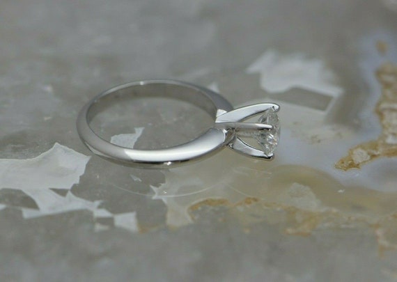 Platinum Simple Solitaire Diamond Ring Original 1… - image 2