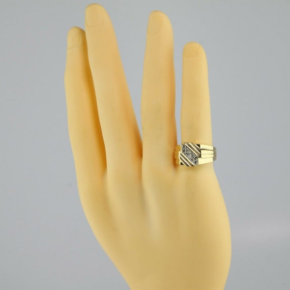 Men's Vintage 10K Yellow Gold Diamond Ring, 1/3 c… - image 2