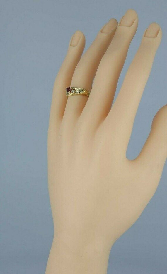 14K Ruby & Diamond Ring Fluted Design Prong Set S… - image 6