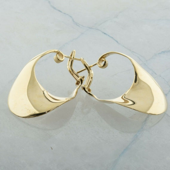 14K Yellow Gold Large Sculpted Earrings Circa 1990