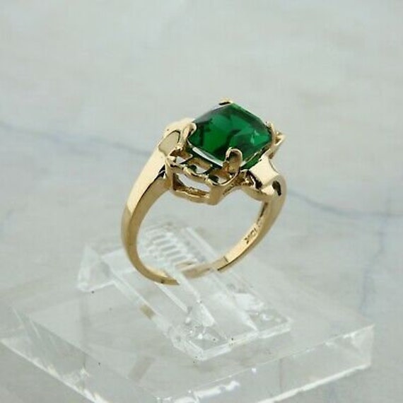 10K Yellow Gold Green Spinel Ring Modernist Bypas… - image 7