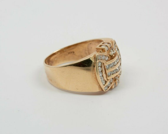 14K Yellow Gold Men's Diamond Statement Ring Circ… - image 3