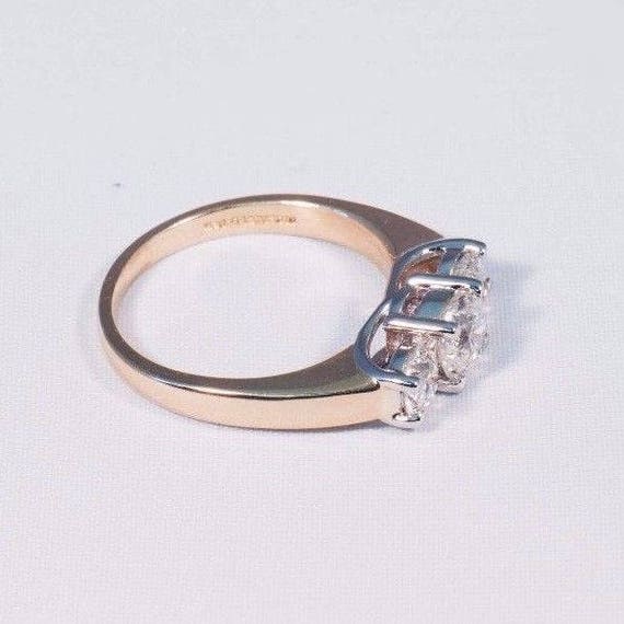 14K Yellow Gold 3 Stone Diamond Engagement Ring w… - image 3
