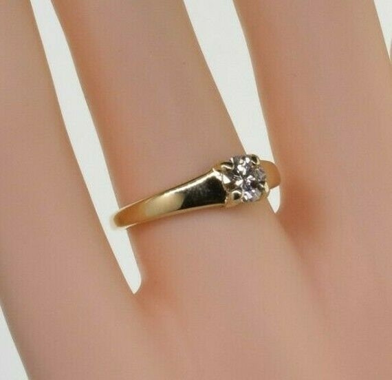 14K Yellow Gold Diamond Solitaire Ring Size 6.5 - image 3