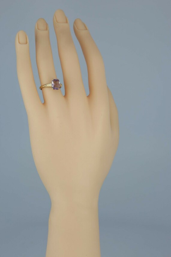 10K Yellow Gold Rectangular Amethyst Ring size 6.… - image 6