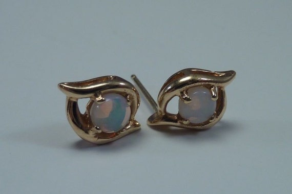 1.5 Gram 14K Yellow Gold Earrings with Opals - image 1