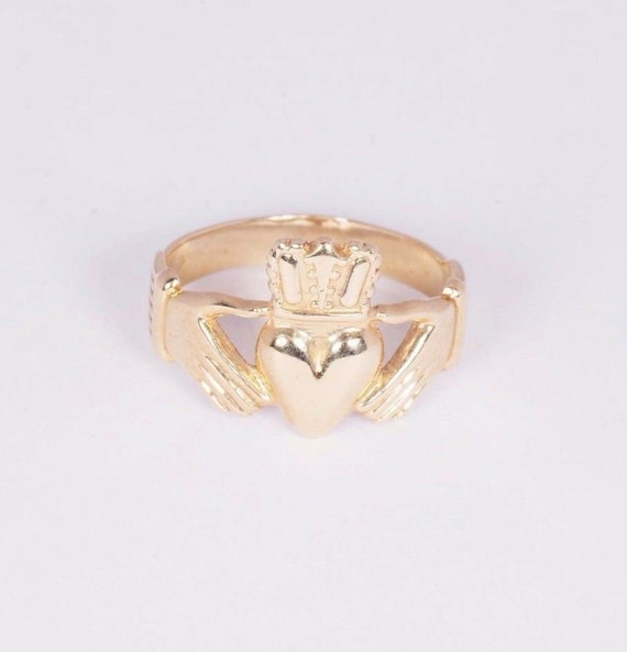 14K Yellow Gold Claddagh Ring, size 9
