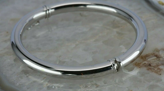 14K White Gold Hinged Bangle Bracelet with lockin… - image 3