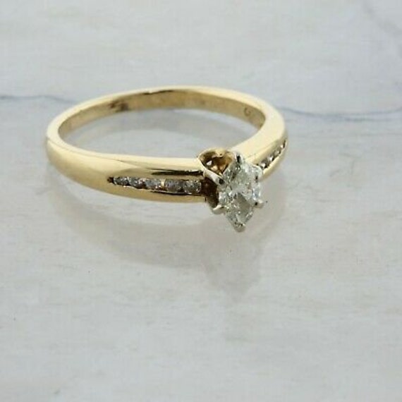 14K Yellow Gold 1/2 ct tw Marquise Diamond Ring S… - image 1